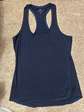 Athleta Navy Racerback Tank with Blue Trim